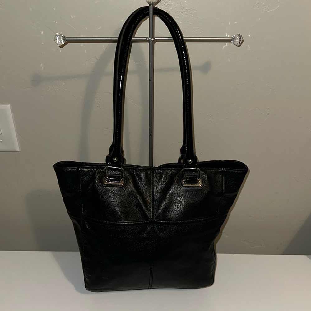 Tignanello Black Leather Large Tote EUC
